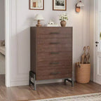 Commode Acekool à 6 tiroirs, Armoire de Rangement Haute avec Pieds Modernes pour Chambre ou Salon, 118,4 cm