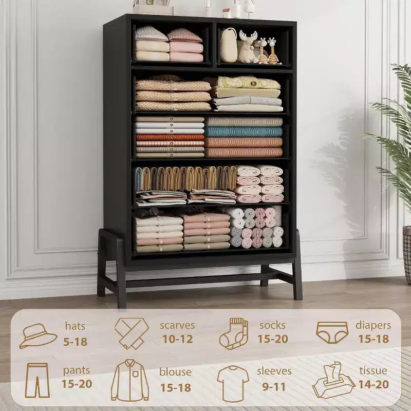 Commode Acekool à 6 tiroirs, Armoire de Rangement Haute avec Pieds Modernes pour Chambre ou Salon, 118,4 cm