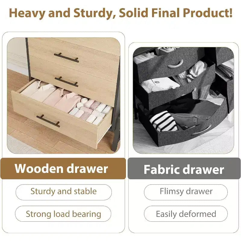 Commode Acekool à 6 tiroirs, Armoire de Rangement Haute avec Pieds Modernes pour Chambre ou Salon, 118,4 cm