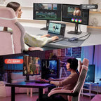 Ergonomic Gaming Chair, High-Back PU Computer Chair, Retractable Footrest, Height Adjustable, Adjustable Lumbar & Headrest, Swivel Office Chair