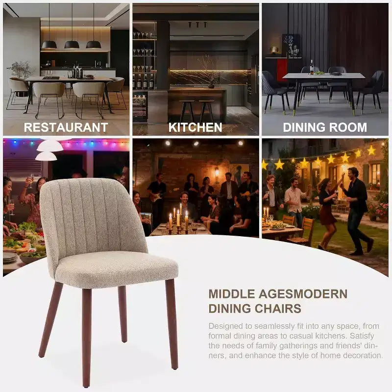 Lot de 2 chaises de salle à manger, chaise d'appoint avec rembourrage confortable et pieds en bois robustes, pour cuisine, salle à manger, restaurant et café