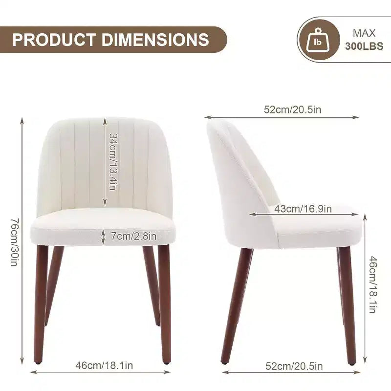 Lot de 2 chaises de salle à manger, chaise d'appoint avec rembourrage confortable et pieds en bois robustes, pour cuisine, salle à manger, restaurant et café