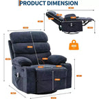 Adult 360 Rotating 8-point Vibration Massage Rocking Chair, Waist Heating, with Side Pockets, Cup Holder, Soft Cushion, Backrest and Footstool