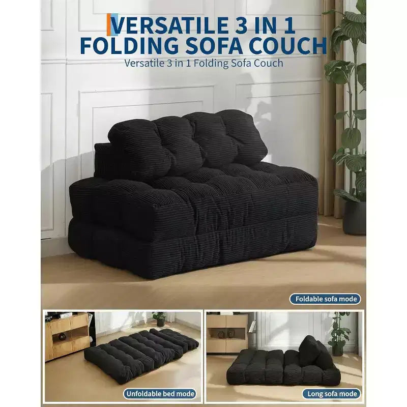 Acekool 3-in-1 Foldable Sofa Bed with Pillow, Convertible Chair for Living Room, Bedroom, or Home Office, 79x52x8