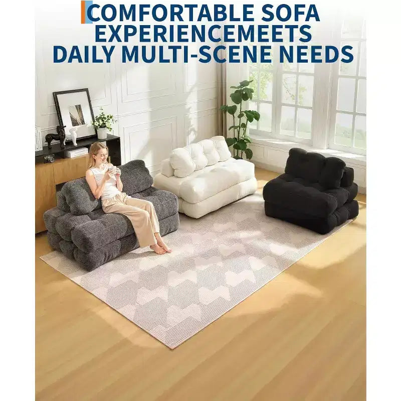 Acekool 3-in-1 Foldable Sofa Bed with Pillow, Convertible Chair for Living Room, Bedroom, or Home Office, 79x52x8