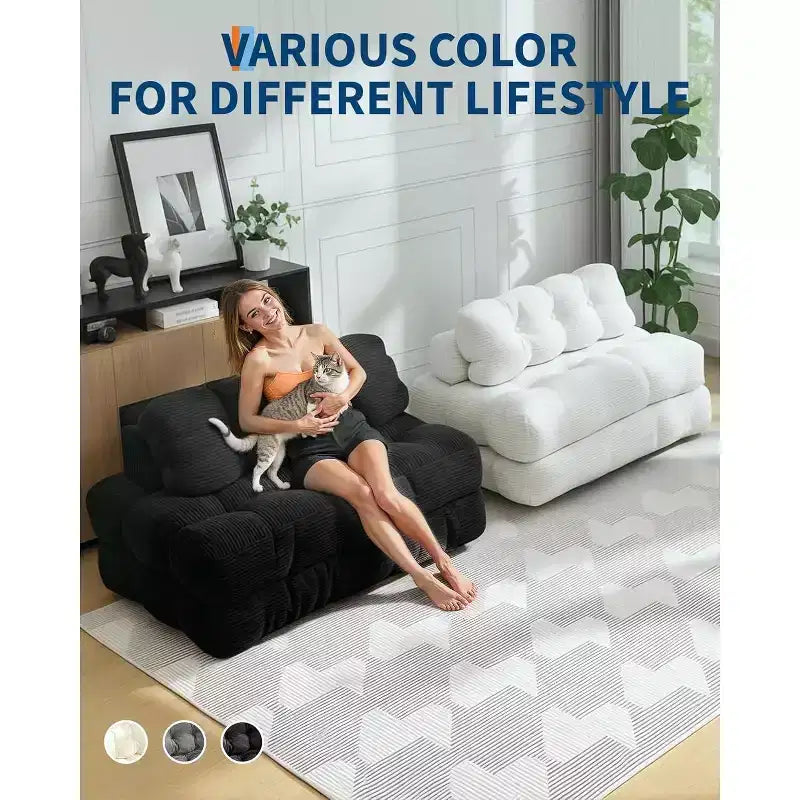 Acekool 3-in-1 Foldable Sofa Bed with Pillow, Convertible Chair for Living Room, Bedroom, or Home Office, 79x52x8
