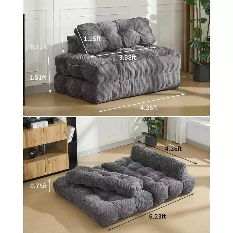 Acekool 3-in-1 Foldable Sofa Bed with Pillow, Convertible Chair for Living Room, Bedroom, or Home Office, 79x52x8