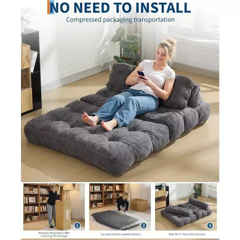 Acekool 3-in-1 Foldable Sofa Bed with Pillow, Convertible Chair for Living Room, Bedroom, or Home Office, 79x52x8