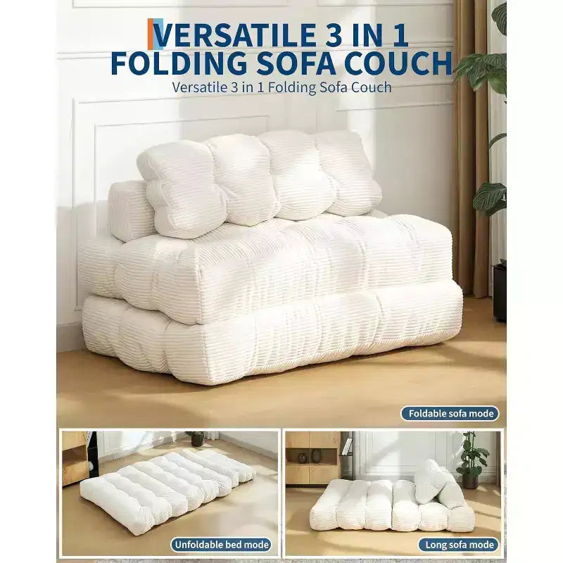 Acekool 3-in-1 Foldable Sofa Bed with Pillow, Convertible Chair for Living Room, Bedroom, or Home Office, 79x52x8