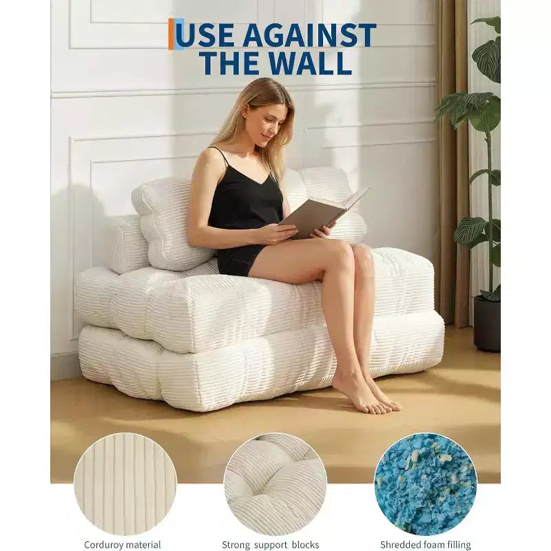 Acekool 3-in-1 Foldable Sofa Bed with Pillow, Convertible Chair for Living Room, Bedroom, or Home Office, 79x52x8