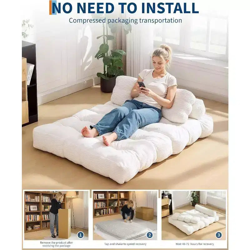 Acekool 3-in-1 Foldable Sofa Bed with Pillow, Convertible Chair for Living Room, Bedroom, or Home Office, 79x52x8
