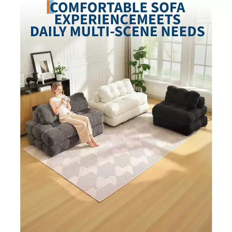 Acekool 3-in-1 Foldable Sofa Bed with Pillow, Convertible Chair for Living Room, Bedroom, or Home Office, 79x52x8