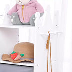 Kids Dress Up Armoire with Lighted Mirror, Costume Organizer w/Clothing Rack, Shelves, Bins & Hooks, Storage Wardrobe for Girls Bedroom