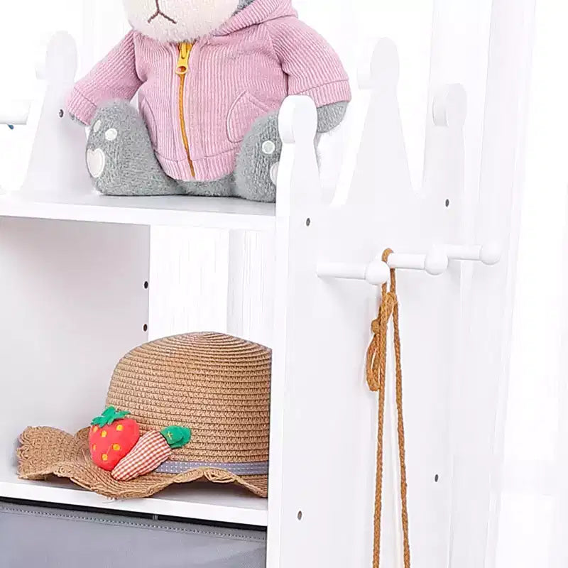 Kids Dress Up Armoire with Lighted Mirror, Costume Organizer w/Clothing Rack, Shelves, Bins & Hooks, Storage Wardrobe for Girls Bedroom