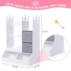Kids Dress Up Armoire with Lighted Mirror, Costume Organizer w/Clothing Rack, Shelves, Bins & Hooks, Storage Wardrobe for Girls Bedroom