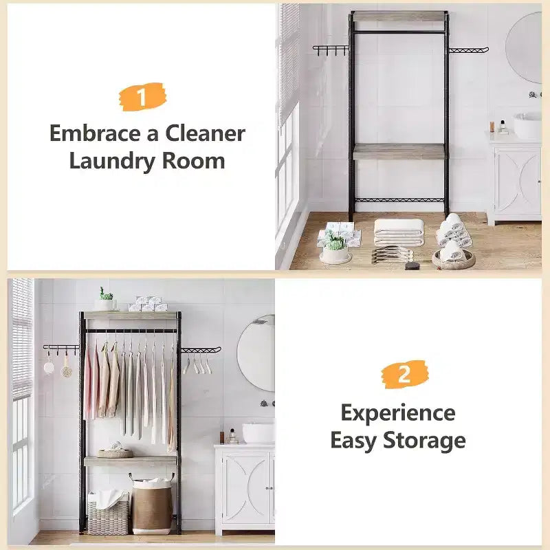 Over Washer and Dryer Shelves,30 Inch Laundry Room Organization Countertop Shelf, Heavy-Duty 5-Tier Storage Rack with Adjustable Height for Bedroom
