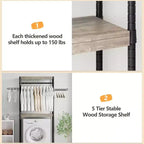 Over Washer and Dryer Shelves,30 Inch Laundry Room Organization Countertop Shelf, Heavy-Duty 5-Tier Storage Rack with Adjustable Height for Bedroom