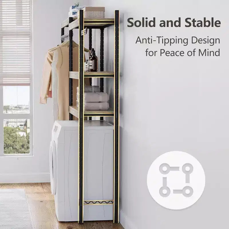 Over Washer and Dryer Shelves,30 Inch Laundry Room Organization Countertop Shelf, Heavy-Duty 5-Tier Storage Rack with Adjustable Height for Bedroom