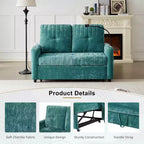 Pull-Out Loveseat Sofa BedConvertible Couch with Adjustable Backrest, Charging Ports, Cup Holders, and Side Pockets