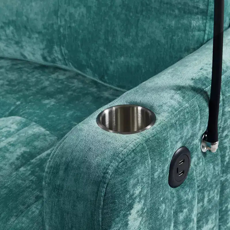 Pull-Out Loveseat Sofa BedConvertible Couch with Adjustable Backrest, Charging Ports, Cup Holders, and Side Pockets