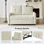 Pull-Out Loveseat Sofa BedConvertible Couch with Adjustable Backrest, Charging Ports, Cup Holders, and Side Pockets