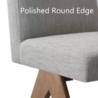 Lot de 2 chaises de salle à manger rembourrées, chaises d'appoint sans accoudoirs en lin de style moderne du milieu du siècle avec pieds en V en bois d'hévéa massif finition noyer - Panipeachy
