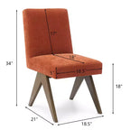 Lot de 2 chaises de salle à manger rembourrées, chaises d'appoint sans accoudoirs en lin de style moderne du milieu du siècle avec pieds en V en bois d'hévéa massif finition noyer - Panipeachy