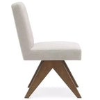 Lot de 2 chaises de salle à manger rembourrées, chaises d'appoint sans accoudoirs en lin de style moderne du milieu du siècle avec pieds en V en bois d'hévéa massif finition noyer - Panipeachy