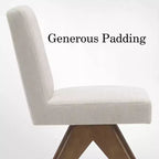 Lot de 2 chaises de salle à manger rembourrées, chaises d'appoint sans accoudoirs en lin de style moderne du milieu du siècle avec pieds en V en bois d'hévéa massif finition noyer - Panipeachy