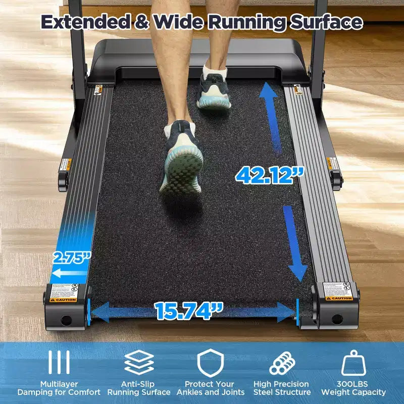 2.75HP Folding Treadmill w/ 300lb Capacity & Incline, 71Programs, Smart APP, HiFi Stereo Speakers, 7.5MPH Portable Treadmill for Home Jogging Walking