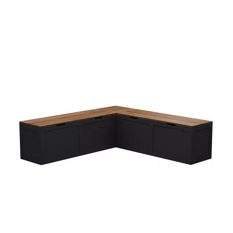 Famapy Corner Entryway Bench w/Hidden Storage White Oak Finish Shoe Cabinet