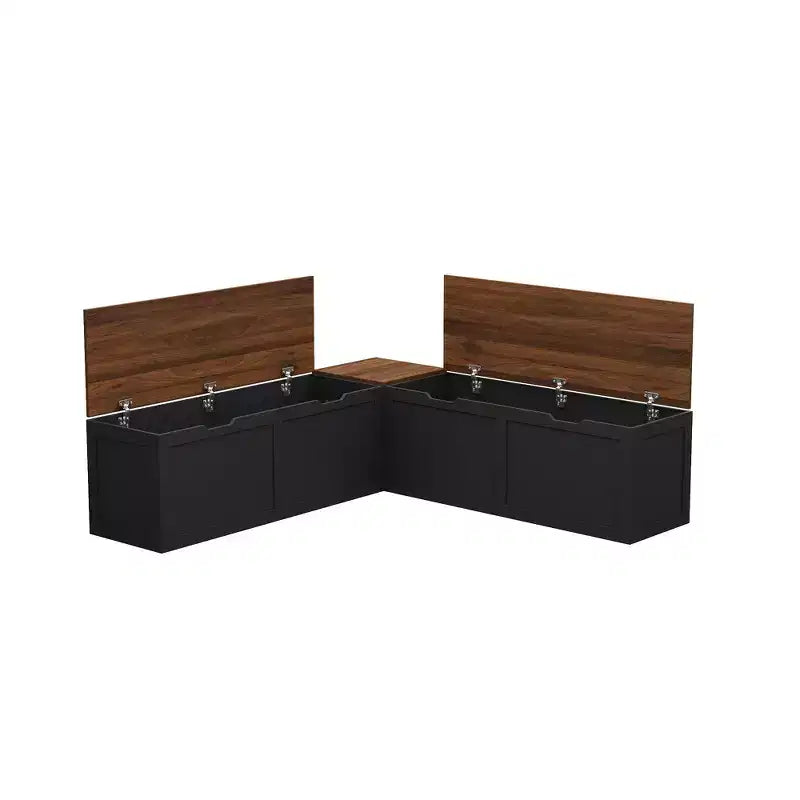 Famapy Corner Entryway Bench w/Hidden Storage White Oak Finish Shoe Cabinet