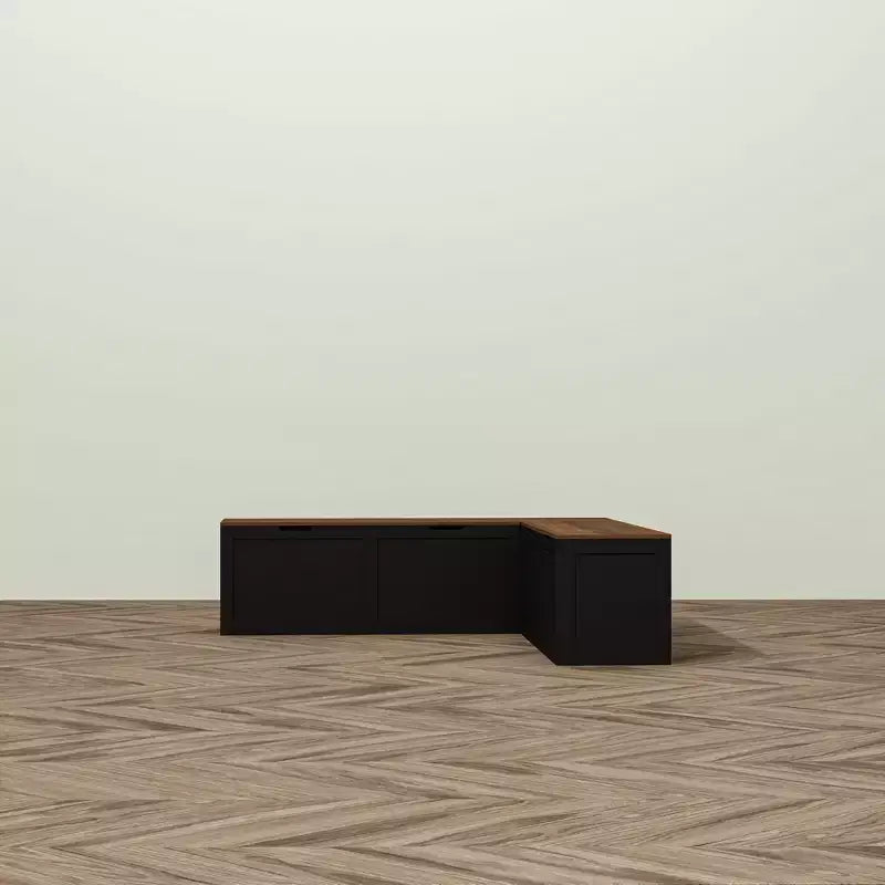 Famapy Corner Entryway Bench w/Hidden Storage White Oak Finish Shoe Cabinet