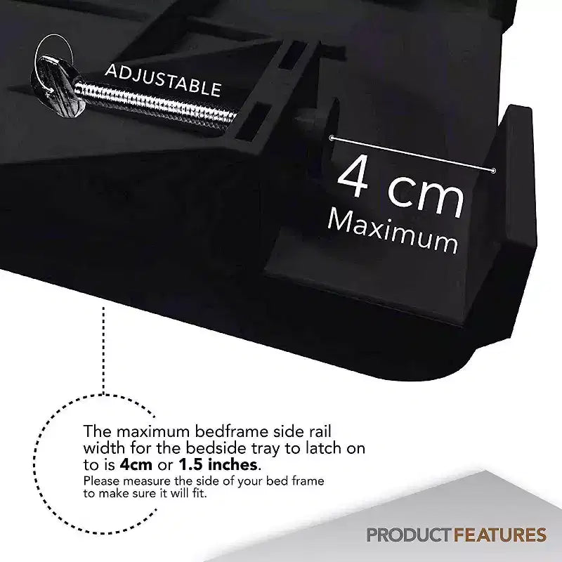 Modern Innovations Bedside Shelf with Cord and Cup Holder (Black)
