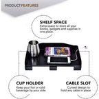 Modern Innovations Bedside Shelf with Cord and Cup Holder (Black)