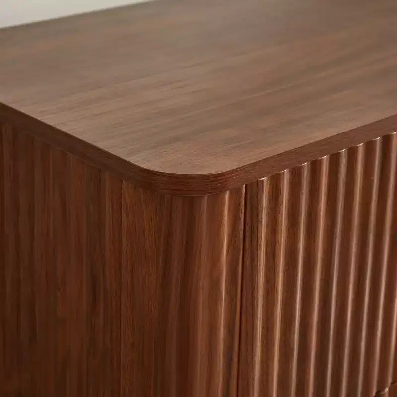 JVNOXK 6 Drawer Dressing Table, 55-inch Wide Modern Wave Curve Design, Dual-Function TV Cabinet&Dressing Cabinet, Wooden Storage Cabinet,Walnut