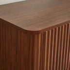 JVNOXK 6 Drawer Dressing Table, 55-inch Wide Modern Wave Curve Design, Dual-Function TV Cabinet&Dressing Cabinet, Wooden Storage Cabinet,Walnut