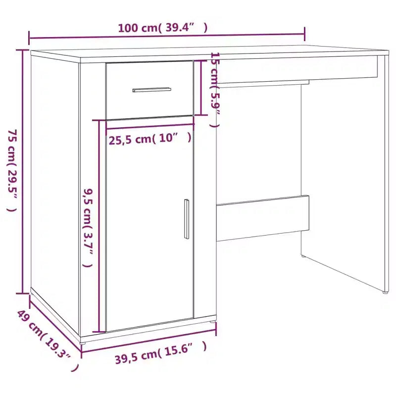vidaXL Desk White Engineered Wood Standard Desk Rectangular Modern - White