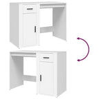 vidaXL Desk White Engineered Wood Standard Desk Rectangular Modern - White