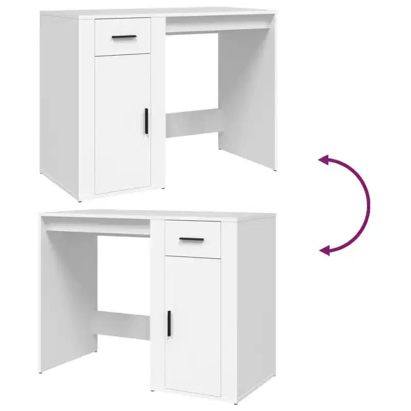 vidaXL Desk White Engineered Wood Standard Desk Rectangular Modern - White