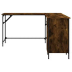 vidaXL Bureau noir Bois d'ingénierie Pieds réglables Bureau d'angle