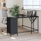 vidaXL Bureau noir Bois d'ingénierie Pieds réglables Bureau d'angle