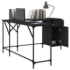 vidaXL Bureau noir Bois d'ingénierie Pieds réglables Bureau d'angle