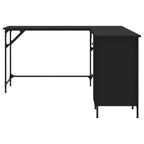 vidaXL Bureau noir Bois d'ingénierie Pieds réglables Bureau d'angle