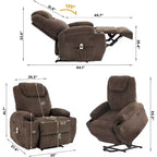 Acekool Power Lift Recliner Chair Corduroy, U-Headrest Massage Heat Chair with Dual Cup Holders for Living Room