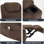 Acekool Power Lift Recliner Chair Corduroy, U-Headrest Massage Heat Chair with Dual Cup Holders for Living Room