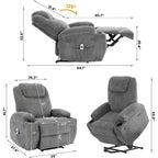 Acekool Power Lift Recliner Chair Corduroy, U-Headrest Massage Heat Chair with Dual Cup Holders for Living Room