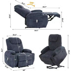 Acekool Power Lift Recliner Chair Corduroy, U-Headrest Massage Heat Chair with Dual Cup Holders for Living Room