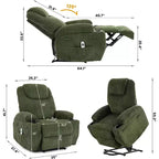 Acekool Power Lift Recliner Chair Corduroy, U-Headrest Massage Heat Chair with Dual Cup Holders for Living Room