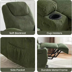 Acekool Power Lift Recliner Chair Corduroy, U-Headrest Massage Heat Chair with Dual Cup Holders for Living Room
